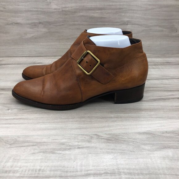 A. Testoni Ankle Boots Women's EU 39 Brown Leather Monk Strap Vintage Booties - Picture 2 of 11